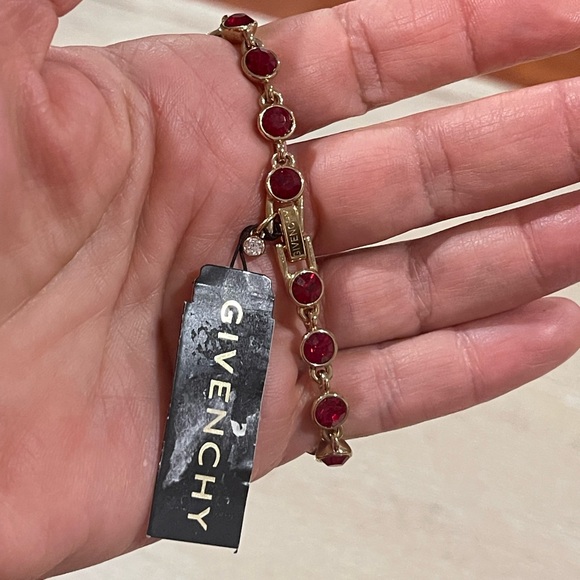 Givenchy Gold and Red Gemstone Bracelet - Picture 10 of 11
